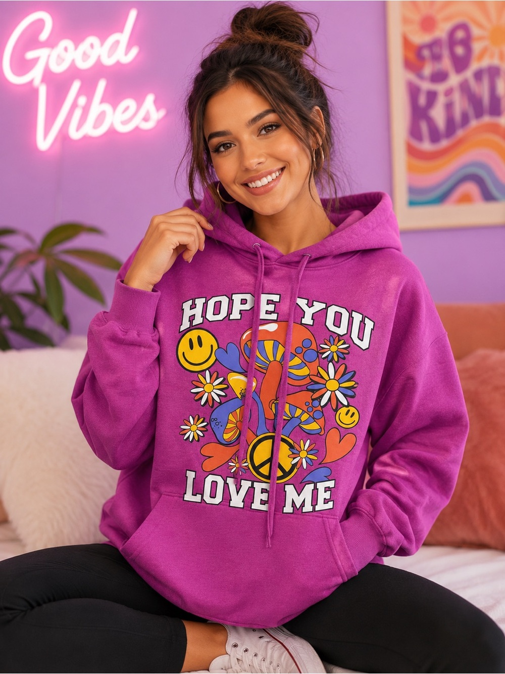 Almost Famous “Hope You Love Me” Graphic Hoodie – Size Medium